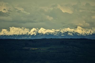Scenic view of mountains against sky