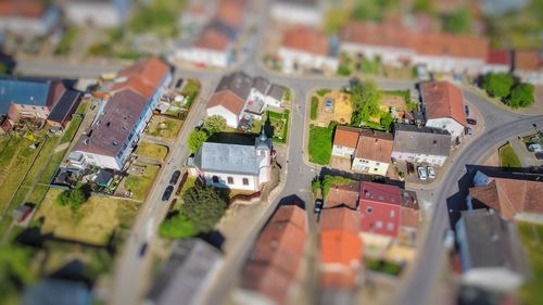 High angle view of residential district