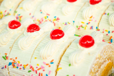 Close-up of multi colored cake