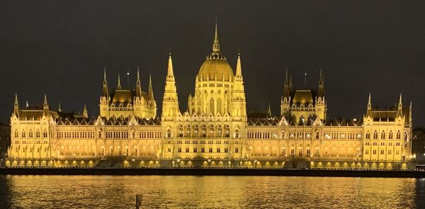 View of illuminated city at night