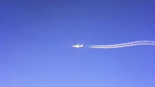 Low angle view of airplane flying in sky