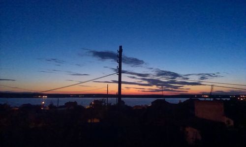 Silhouette built structure against clear sky at sunset