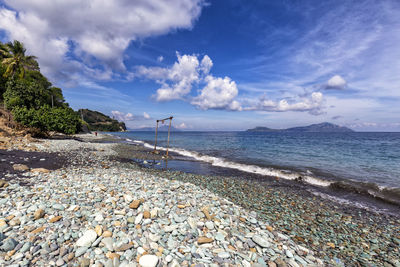 Scenic view of beach against sky