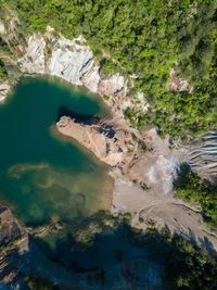 High angle view of waterfall