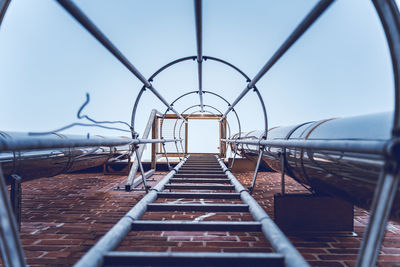 Directly below shot of ladder against clear sky