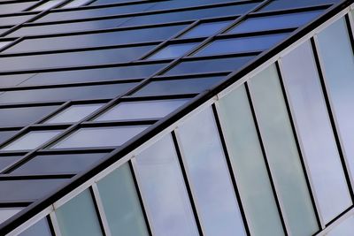 Low angle view of glass building against sky