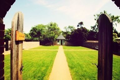 Built structure on lawn