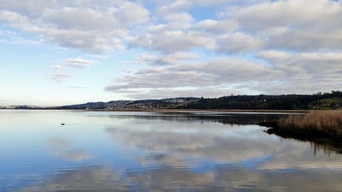 Scenic view of lake against sky