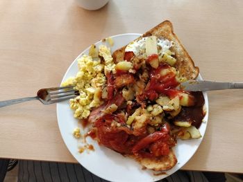 Directly above shot of breakfast on table