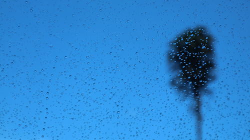 Low angle view of blue sky seen through window