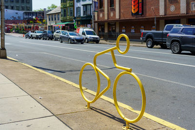 Bicycle parked on city street