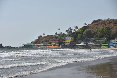 Scenic view of sea against clear sky