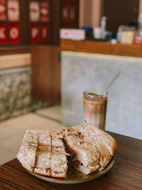 Close-up of breakfast served on table