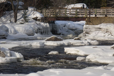 Frozen water in winter