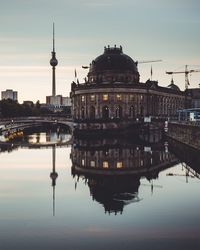 Reflection of mosque in city