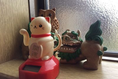 Close-up of stuffed toy on table at home