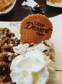 Close-up of cake served in plate