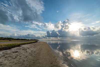 Scenic view of lake against sky