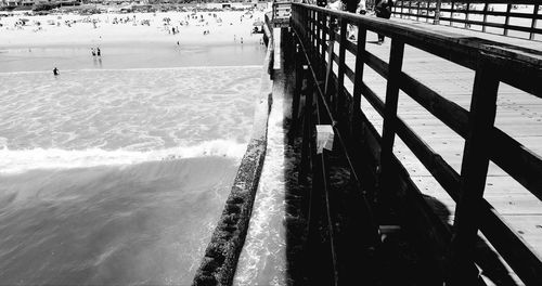 High angle view of sea shore during winter