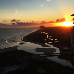 Scenic view of sea at sunset