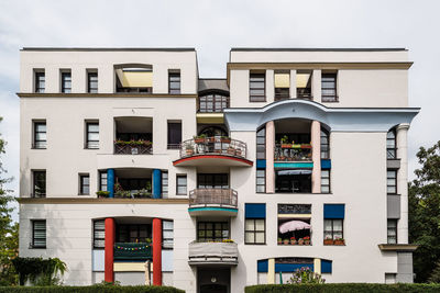 Low angle view of residential building against sky