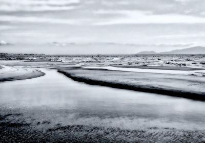 Scenic view of sea against sky during winter