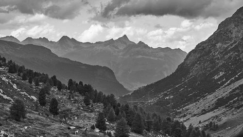 Panoramic view of mountains against sky