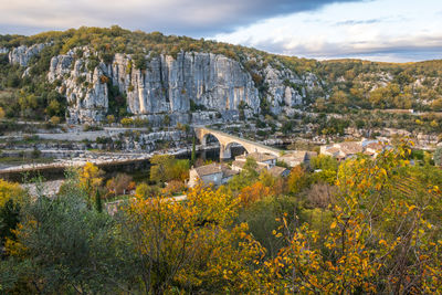 The bridge over the ardeche river near the old village balazuc, photography taken in france
