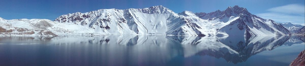 Panoramic view of snowcapped mountains against sky