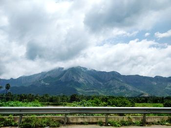 Scenic view of mountains against sky