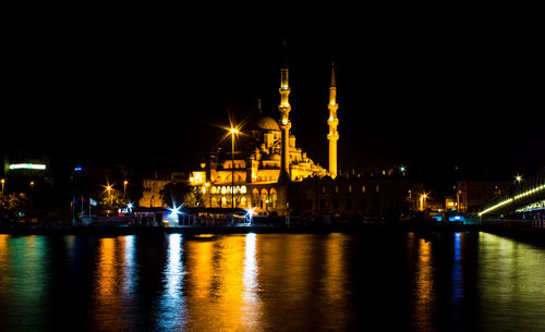 View of illuminated city at night