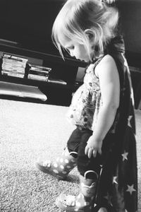 Girl playing with arms raised