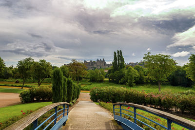 The le pont vieux bridge over the aude river in carcassonne france