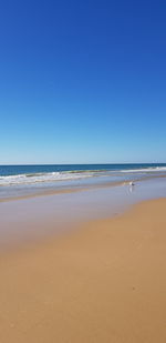 Scenic view of beach against clear blue sky