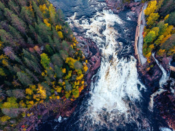 High angle view of waterfall