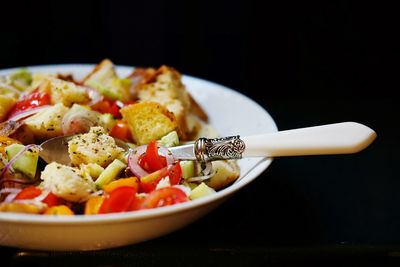 Close-up of salad in plate on table