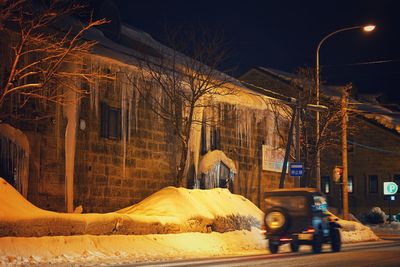 Car in city at night