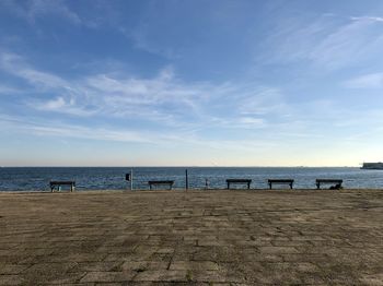 Scenic view of beach against sky