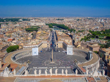 High angle view of buildings in city