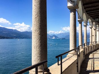 Scenic view of lake against sky - view from  under arcades