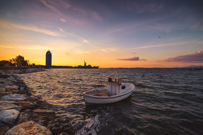 Scenic view of sea at sunset