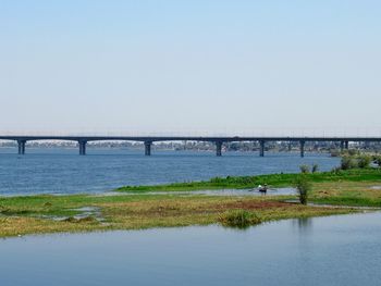 Bridge over river against clear sky