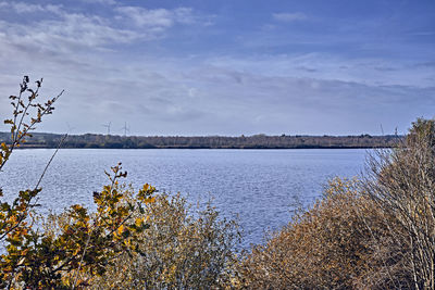 Scenic view of lake against sky