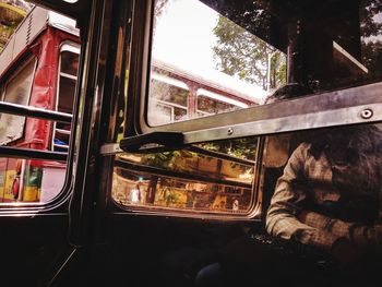 Train passing through window