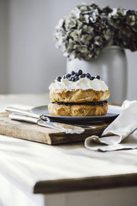 Close-up of cake on table