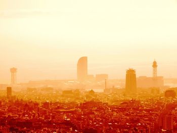 Fog and fire over barcelona