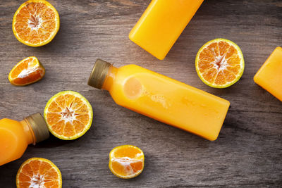 High angle view of orange on table