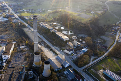 High angle view of city street