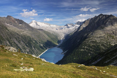 Scenic view of mountains against sky