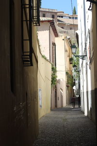 Narrow street amidst buildings in city